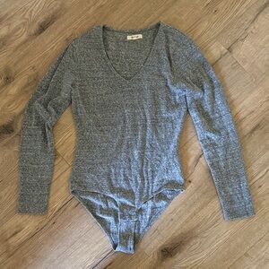 Madewell Heather Gray V-Neck Bodysuit